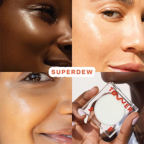 Buy now Tower 28 SuperDew Highlighter Balm - Clear, Shimmer-Free Face Luminizer for Glass Skin - Non-Comedogenic Highlighter Makeup for Sensitive Skin - Multi-Purpose Dewy Face Balm - Vegan (0.16 oz) at indiglob india