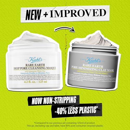 Buy now Kiehl's Rare Earth Pore Minimizer Face Mask, with Bentonite and Amazonian White Clay and Allantoin, Oil Absorbing Facemask for Normal to Oily Skin - 4.2 fl oz at indiglob india