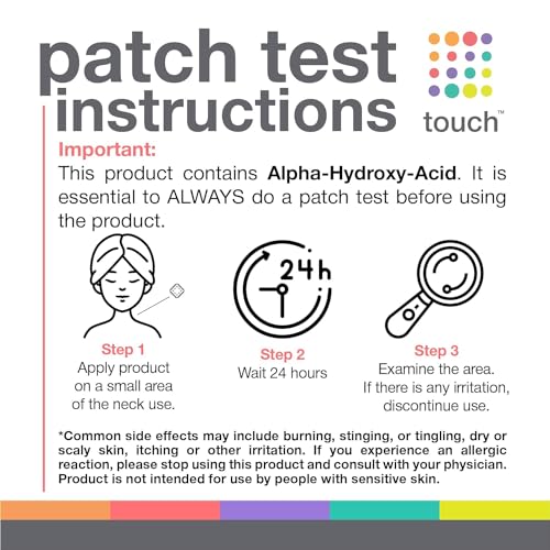 Buy now TOUCH 20% Glycolic Acid Pads Exfoliating And Resurfacing AHA Peel Face Wipes - Great for Dullness, Pores, Scars, Fine Wrinkles, Uneven Skin Tone & Texture, 50 Count at indiglob india