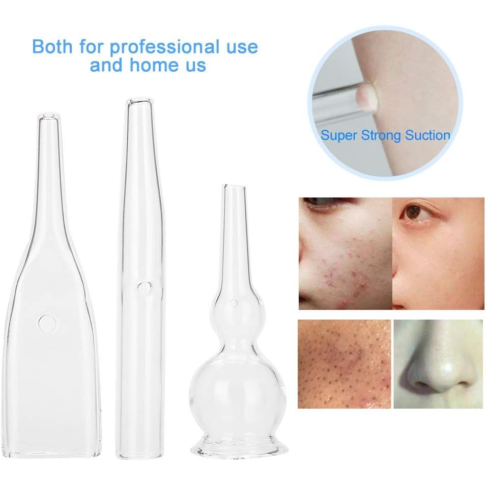 Buy now 3pcs Vacuum Glass Tube Kit, Blackhead Removal Facial Suction Pore Vacuum Cleaner for Face Cleanser Blackhead Removal Machine Microdermabrasion Machine Accessories at indiglob india
