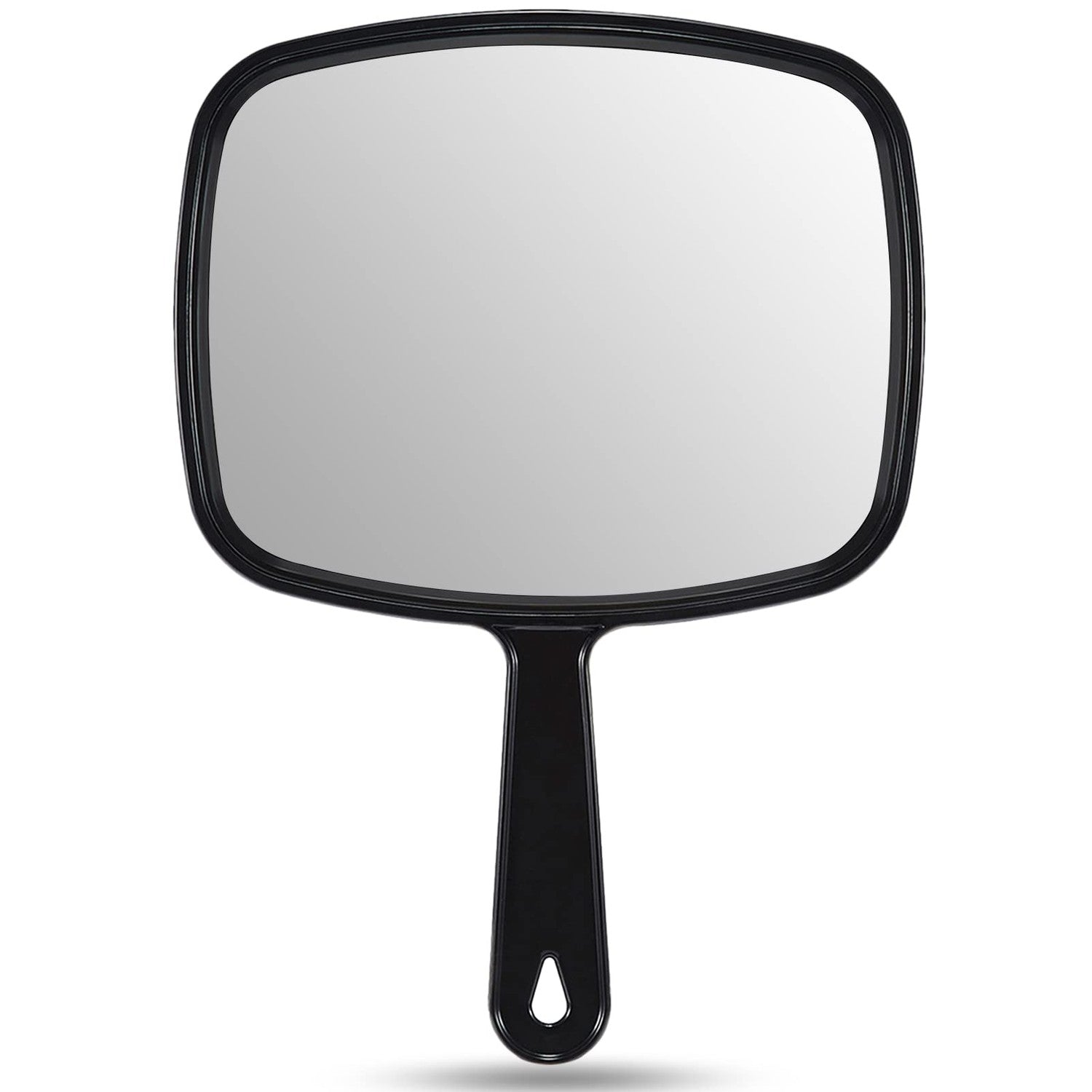 OMIRO 9.3" L x 6.6" W Hand Mirror, All Black Handheld Mirror with Handle | Salon Mirror Hand Held, Hangable, Travel Mirror for Men Women, Distortion-Free Reflection, for Shaving and Makeup
