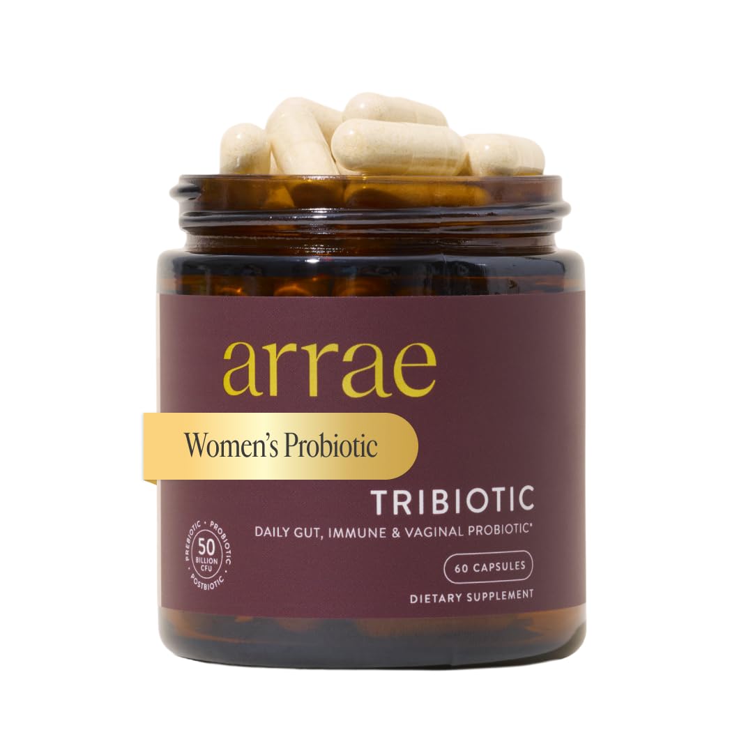 Tribiotic Women's All-in-1 Probiotic, 50B CFU, Gut & Vaginal Health, 60 Ct | Prebiotic, postbiotic, immunoglobulin blend, once daily, tasteless, post-antibiotic use, immune & skin support
