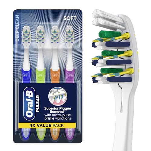 Buy now Oral-B Toothbrush, Vibrating Plaque Remover Pulsar, Vibrating Battery Toothbrush, Soft, 4 Count at indiglob india