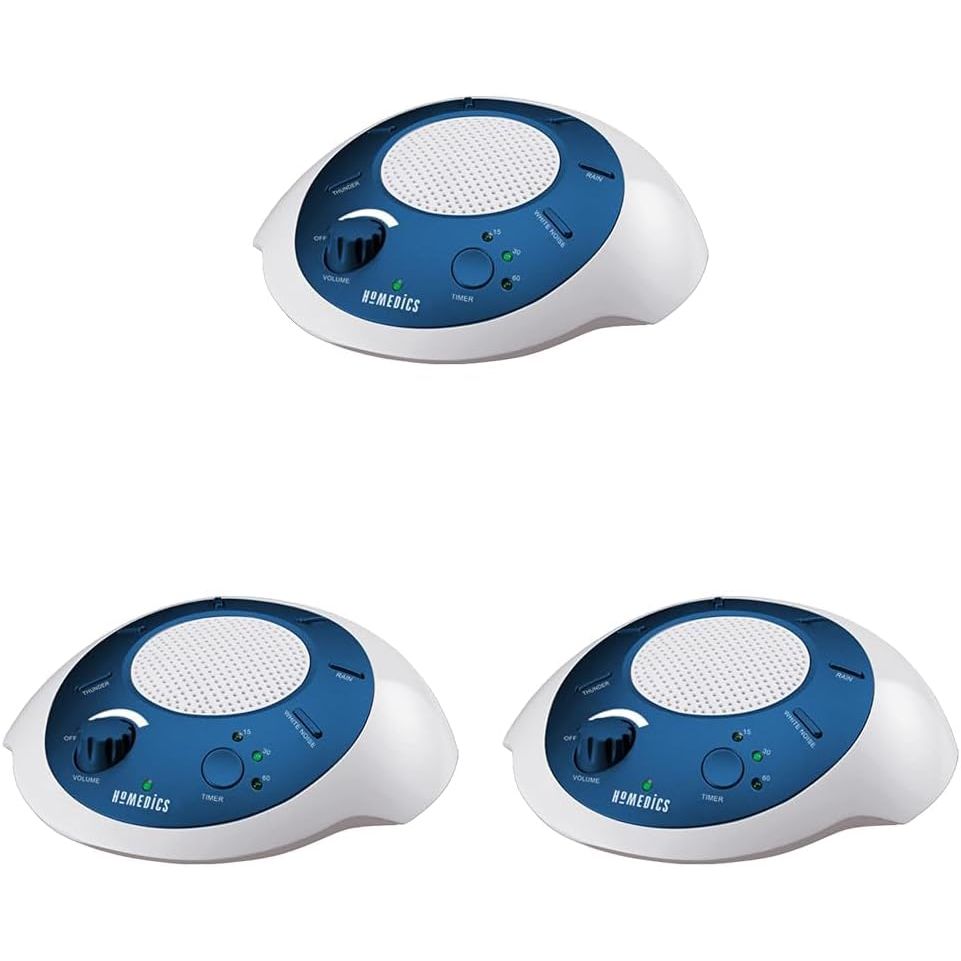 Buy now Homedics SoundSleep White Noise Sound Machine, Blue, Small Travel Sound Machine with 6 Relaxing Nature Sounds, Portable Sound Therapy for Home, Office, Nursery, Auto-Off Timer, By Homedics 1 Count (Pack of 3) Blue at indiglob india