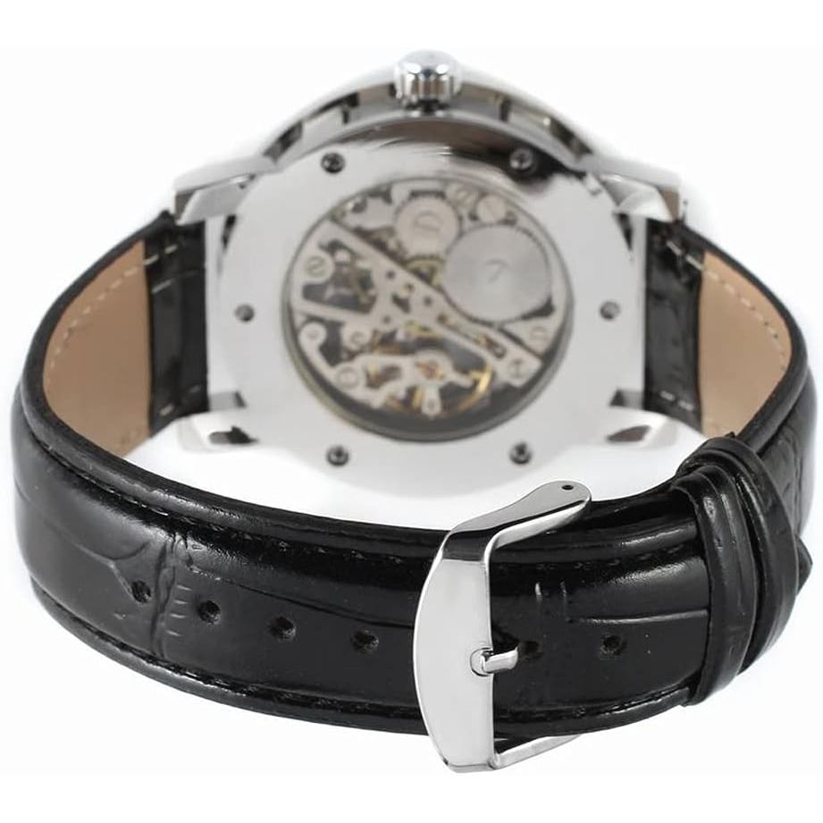 Buy now Men's Fashion Mechanical Wristwatch Transparent Dial with Skeleton Design Leather Band Automatic Manual-Winding Watch at indiglob india