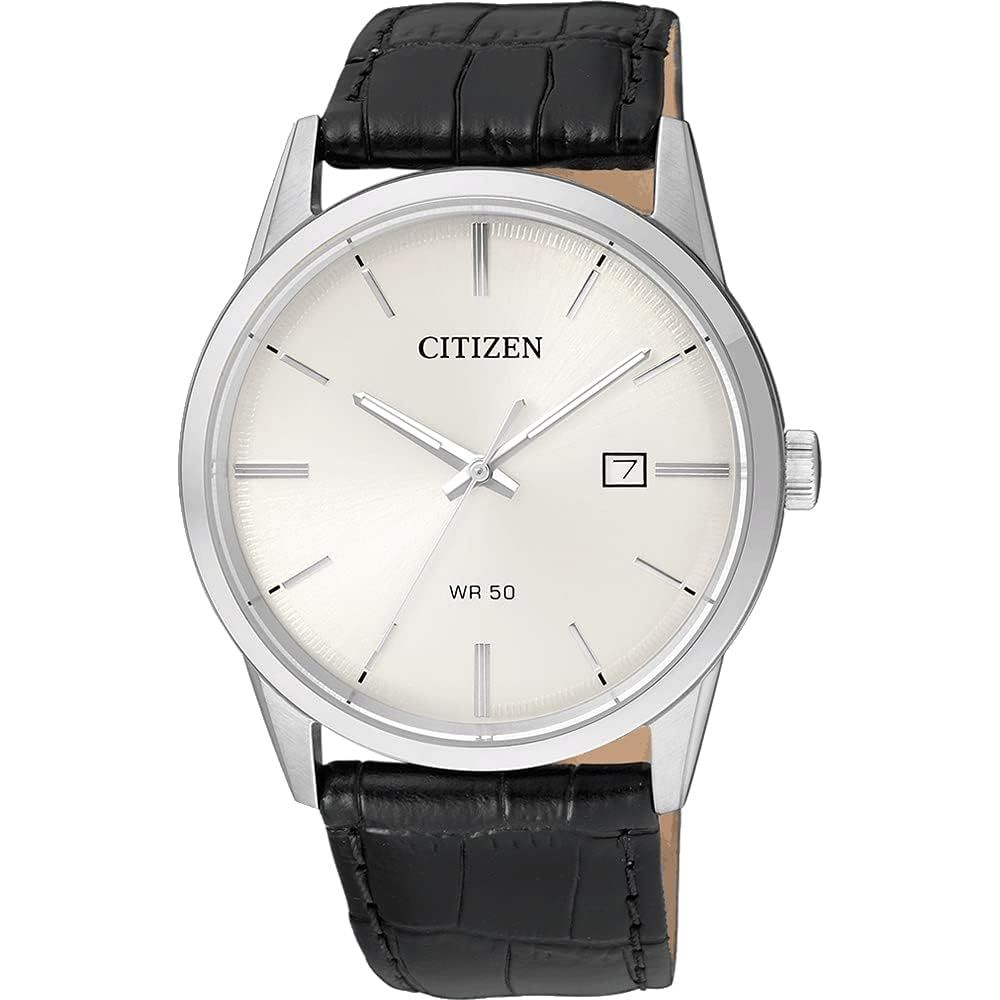 Buy now Citizen Quartz Mens Watch, Stainless Steel with Leather strap, Casual, Black (Model: BI5000-01A) Default at indiglob india