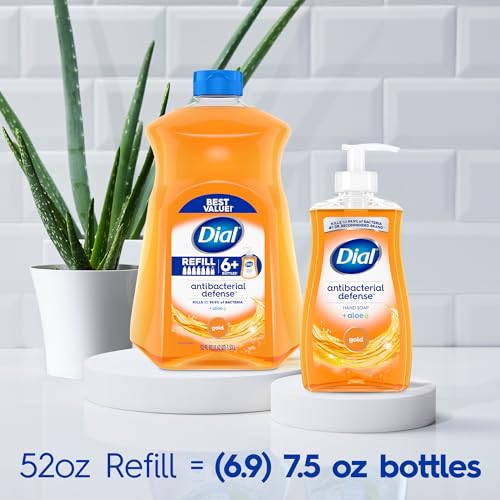 Buy now Dial Antibacterial Defense Liquid Hand Soap + Aloe, Gold Scent, 52 Fl Oz Hand Soap Refill (3 Count), Dermatologist-Tested, Gentle Formula at indiglob india