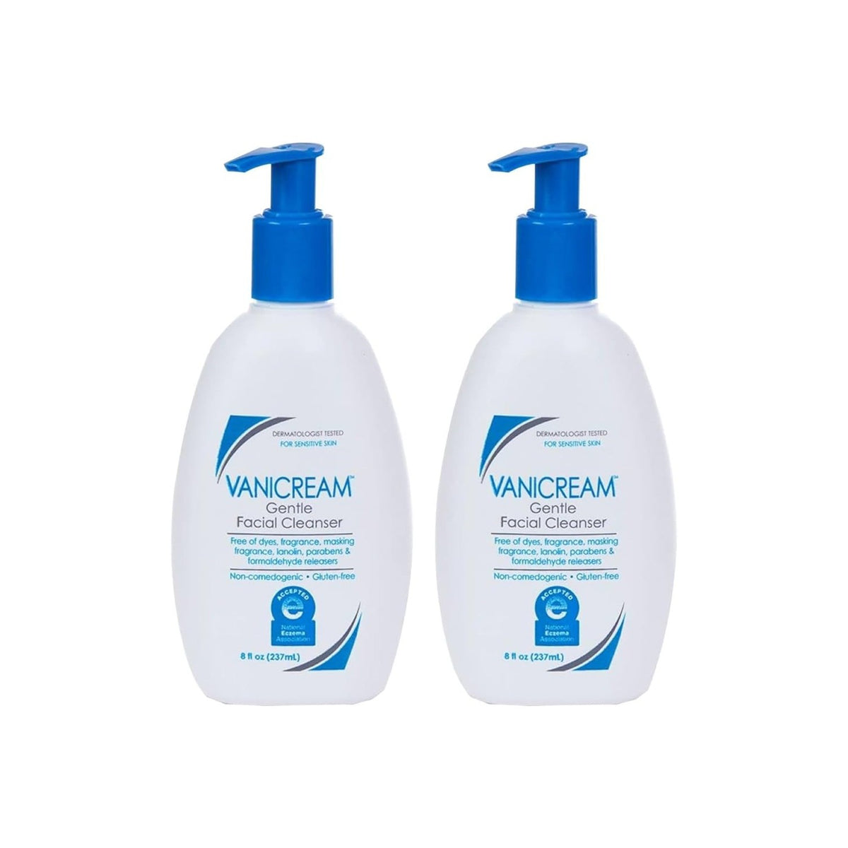 Vanicream Gentle Facial Cleanser, 8 Fl Oz (Pack of 2)