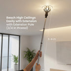 QWORK Professional Light Bulb Changer Kit - 3 Piece Set - Extension Pole Compatible, for High Ceiling Incandescent Bulbs with Standard, Floodlight & Recessed Changer