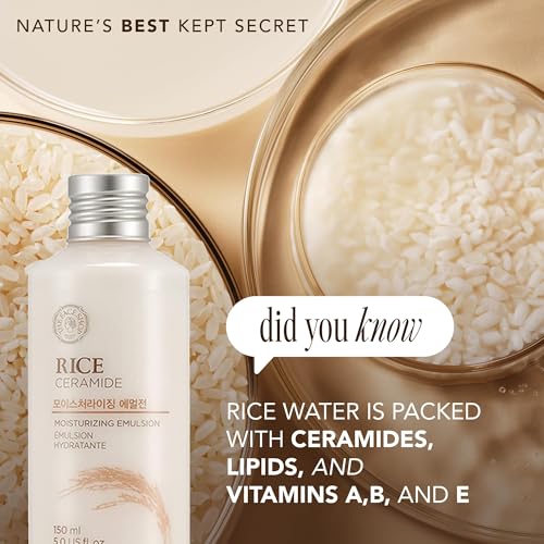 Buy now The Face Shop Rice Ceramide Moisturizing Emulsion - Rice Extract - Lightweight Face Moisturizer - Brightening - Hydrating Targets Dryness - Strengthens Skin Barrier - Face Lotion - Korean Skin Care at indiglob india