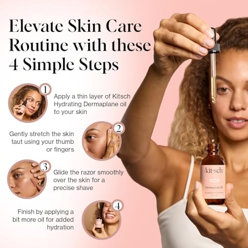 Buy now Kitsch Dermaplane Face Oil with Jojoba & Argan Oil â€“ Hydrating Facial Formula for Dermaplaning Tool, Gua Sha & Razor Use â€“ Irritation-Free Shave Oil for Soft, Radiant Skin â€“ 2oz at indiglob india