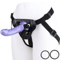 Adjustable Harness Strap-On G-Spot Dildo Set, 7" Realistic Dildo, 3 O-Rings