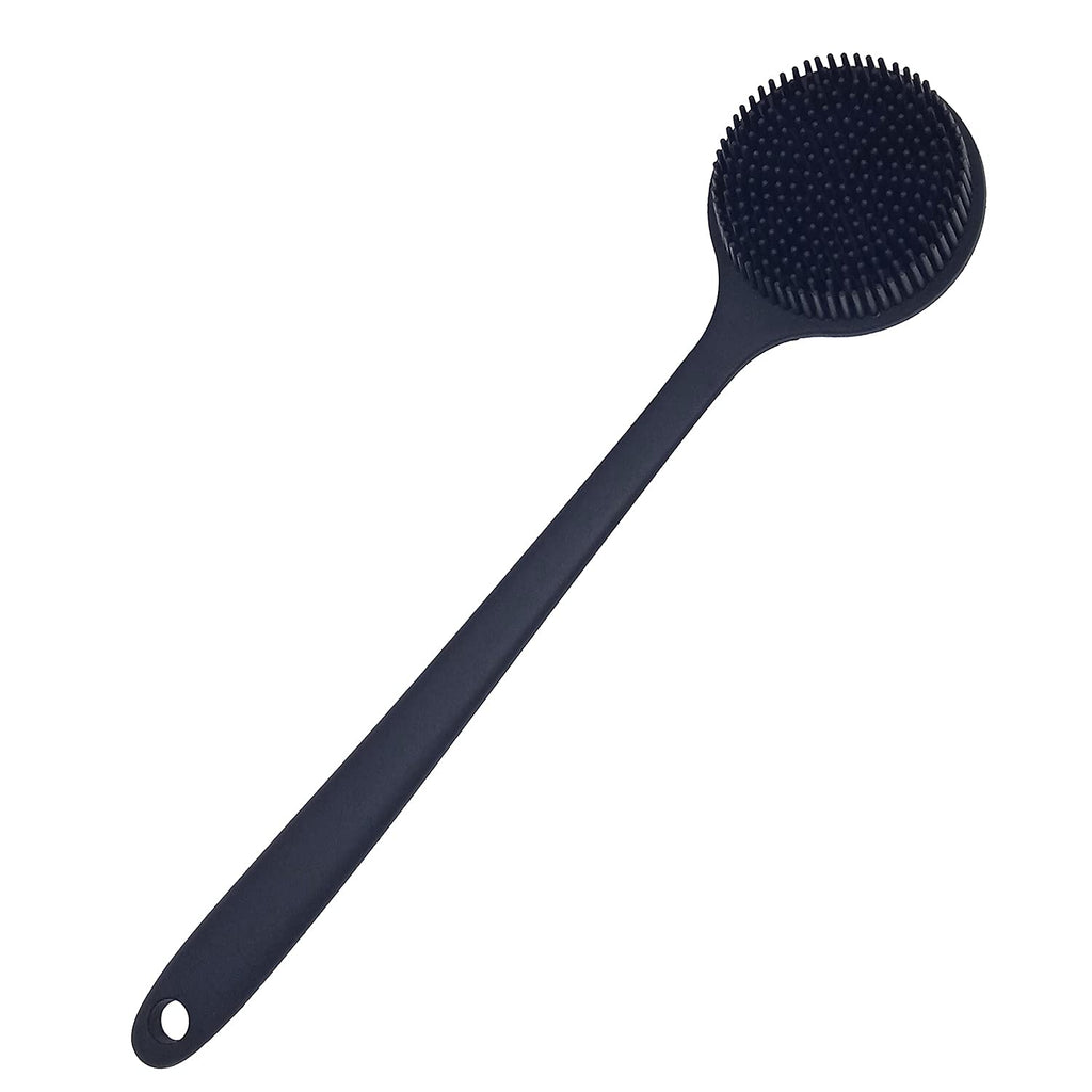 Buy now DNC Back Scrubber for Shower Soft Silicone Bath Body Brush with Long Handle (Black) Black at indiglob india