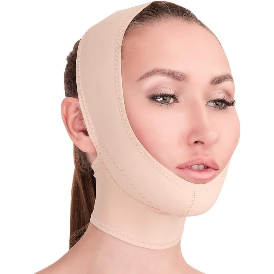 Buy now Post Surgical Chin Strap Bandage for Women - Neck and Chin Compression Garment Wrap - Face Slimmer, Jowl Tightening (M) at indiglob india