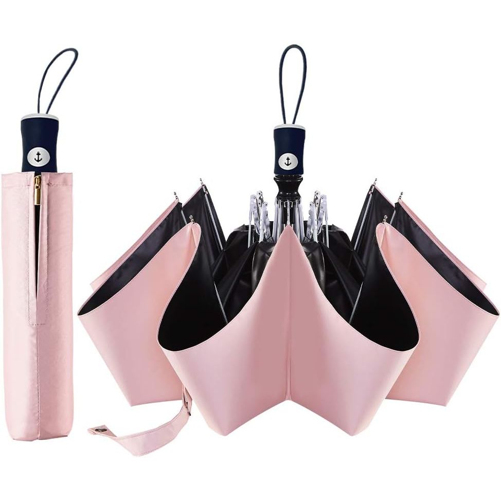Buy now DBA FDJASGY Sun Umbrella Compact Folding Travel Umbrella Auto Open and Close for Windproof, Rainproof & 99.9% UV Protection Parasol with Black Anti-UV Coating Pink at indiglob india
