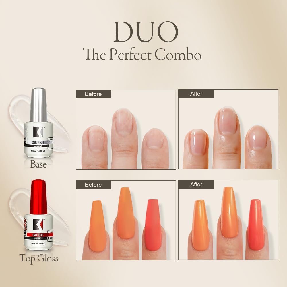 Buy now KUPA Gelfinity - Soak Off Gel - Base & Glossy Top & Matte Top Coat (No-Wipe) 0.5 Fl Oz (Clear (Base + Gloss), 0.5 Fl Oz (Pack of 2)) at indiglob india