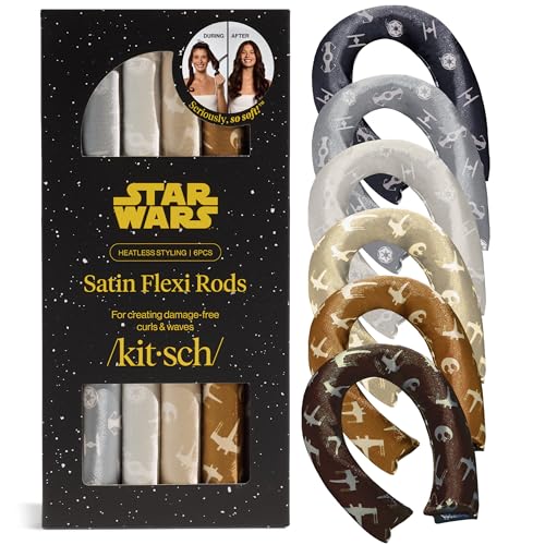 Buy now Kitsch x Star Wars Satin Heatless Hair Curler â€“ Soft Hair Curlers to Sleep In for Heatless Curls Overnight â€“ Overnight Blowout Rods for Women â€“ Hair Styling Tools â€“ Light Side vs Dark Side, 6pc Set at indiglob india