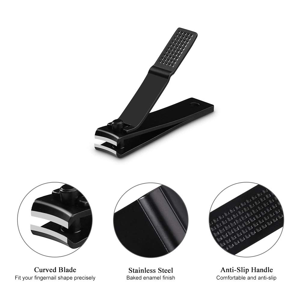 Nail Clippers Set with Visibly Tin Case, Black | Ultra Sharp, Sturdy Fingernail and Toenail Clipper Cutters