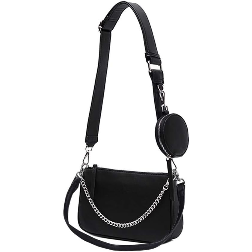 Buy now AMHDV Women Multipurpose Crossbody Bags Small Shoulder Bag Fashion 3 in 1 Zip Handbags with Coin Purse 01-black at indiglob india