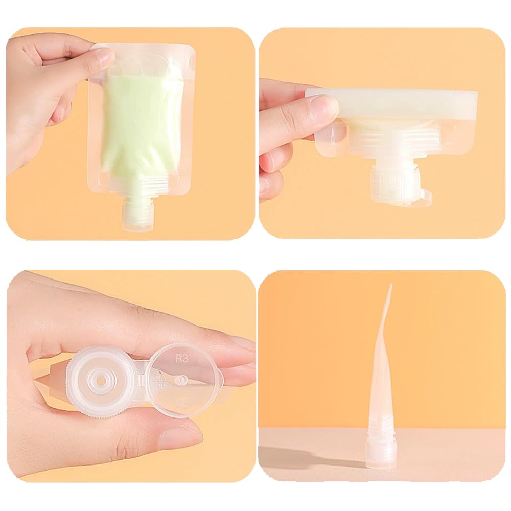 10pcs Travel Pouches for Toiletries, Leak Proof Travel Fluid Makeup Packing Bag, TSA Approved Squeeze Liquid Pouches for Travel, Plastic Pouch for Lotion Shampoo Cream Hand Soap