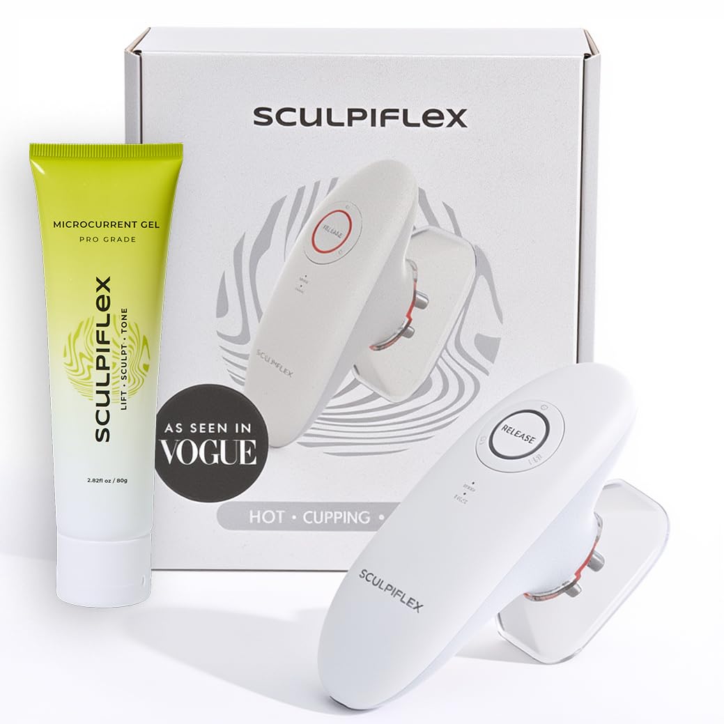 SCULPIFLEX – Original 3-in-1 Body Sculpting Machine for Firmer-Looking Skin – Lymphatic Drainage Massager & Cellulite Massage Tool for Stomach, Arms, Legs, and Thighs + 1x Gel