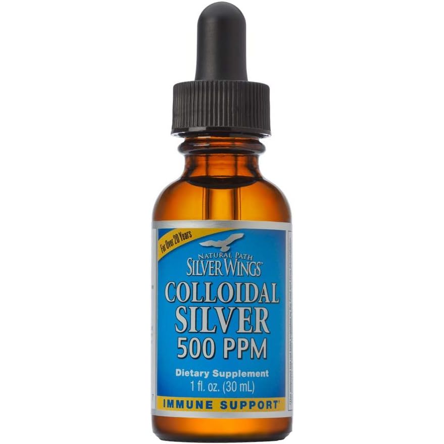 Buy now Natural Path Silver Wings Colloidal Silver 500PPM, Amber Brown Liquid Immune Support, 1 Fl Oz (Pack of 1) at indiglob india