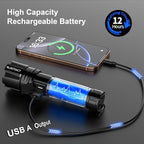 Buy now Flashlights High Lumens Rechargeable - 20000LM 30W Super Bright LED Flash Light | 5000ft Beam & 12H Long Lasting USB High Powered Handheld Police Flashlight for Home/Camping/Hiking/Emergency at indiglob india