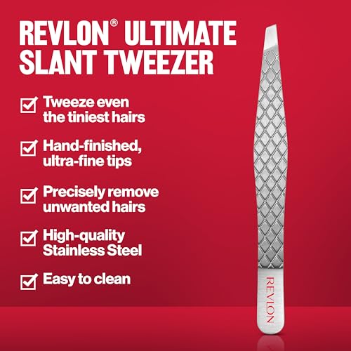 Buy now Revlon Ultimate Slant Tweezer, Hand-Finished Ultra-Fine Tips for Precise Hair Removal, Perfect for Tweezing The Tiniest Hairs, Made With Stainless Steel, 1 count at indiglob india