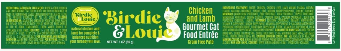 Birdie & Louie Wet Cat Food Variety Pack 30 Count, with 5 Different Proteins | Tuna, Shrimp, Chicken, Beef, Lamb | Flakes in Broth, and Pate | 6 Cans, 5 Different Flavors | 30 Cans