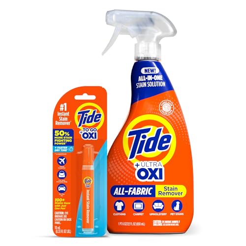 Buy now MADE BY NEHEMIAH Tide Rescue Laundry Stain Remover Spray with Oxi + Travel Size Tide To Go Pen, Spot Remover for Clothes, Fabric, Upholstery, Carpet, Grease & More Tough Stains- 22 Fl Oz + 1 Stain Pen at indiglob india