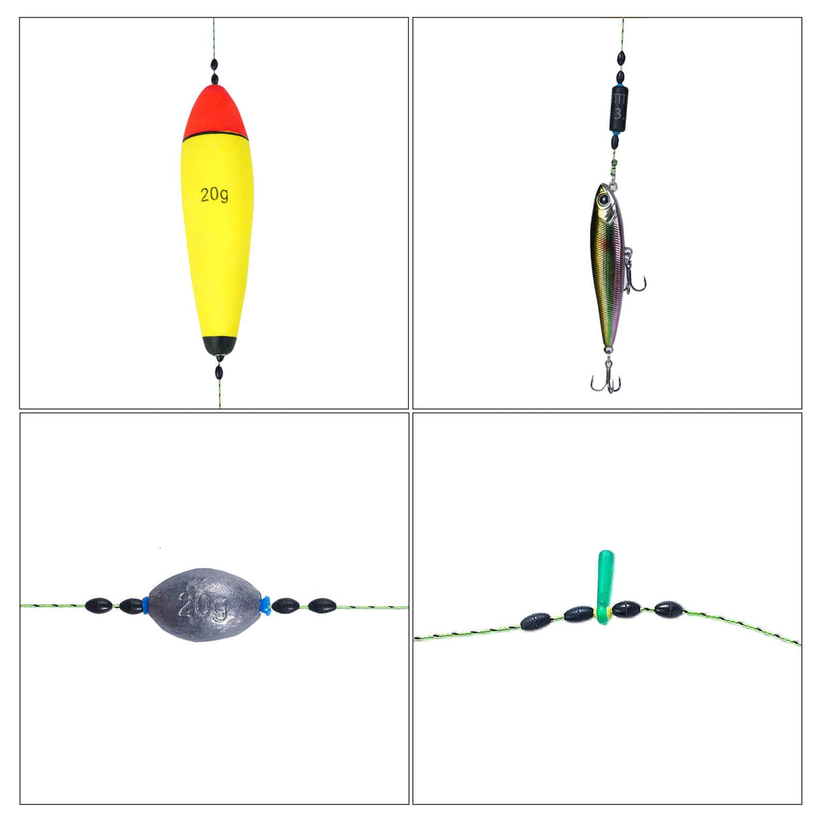 Lavie&Camus 720PCS Fishing Bobber Stopper, Oval Floats Sinker Stops, 6 in 1 Black Rubber Bobber Stops, L M S Size Float Stop Kit