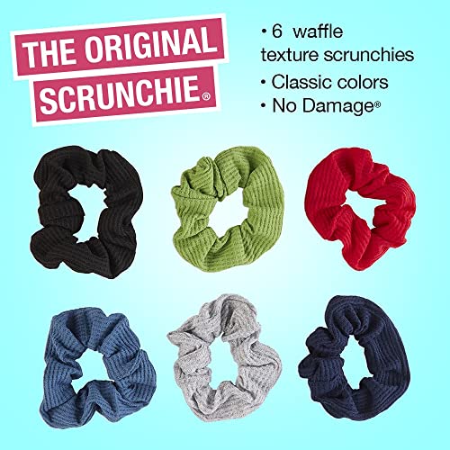 Buy now Scunci by Conair The Original Scrunchie Waffle Knit Scrunchies in Navy, White, Red, Blue, Grey and Black, Hair Ties for Women, 6 Count at indiglob india