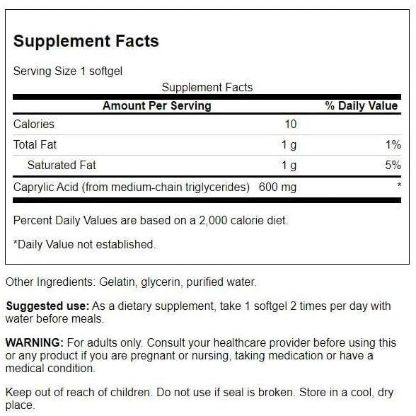Buy now Swanson Caprylic Acid 600 Milligrams 60 Sgels at indiglob india