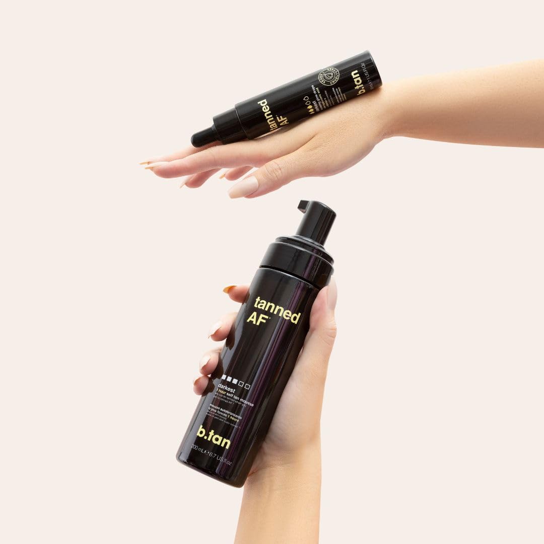 Buy now b.tan Dark Self Tanner Mousse | Get Tanned - Best, 1 Hour Express Sunless Tanning Foam, No Fake Tan Smell, Ultra Dark Bronzing Glow, Face & Body, Vegan, Cruelty Free, 6.7 Fl Oz at indiglob india