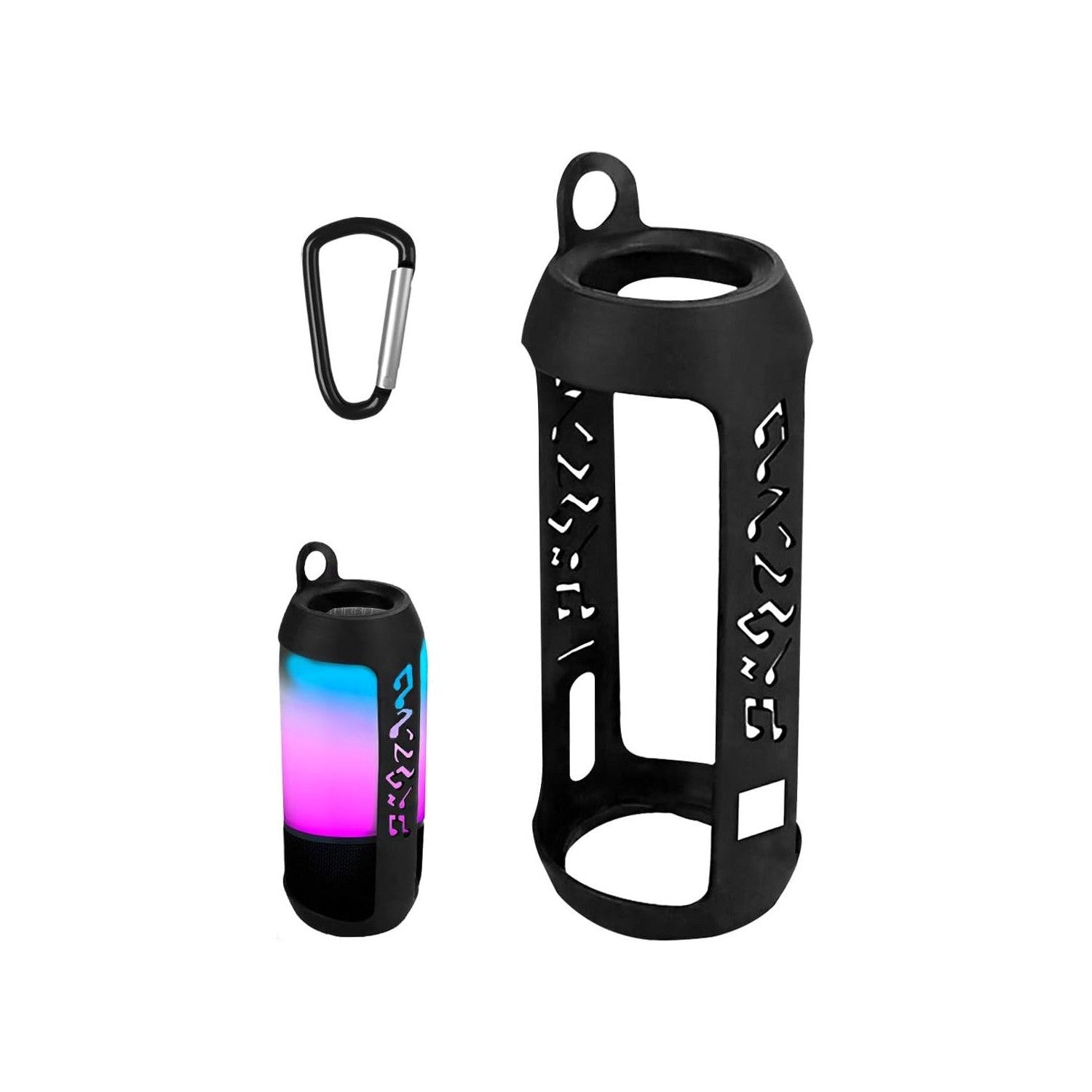 Buy now Linkidea Silicone Speaker Case Cover Compatible with JBL Pulse 3 Wireless IPX7 Waterproof Speaker, Protective Soft Skin Sleeve Travel Carrying Pouch with Keychain Hook (Black) Default at indiglob india