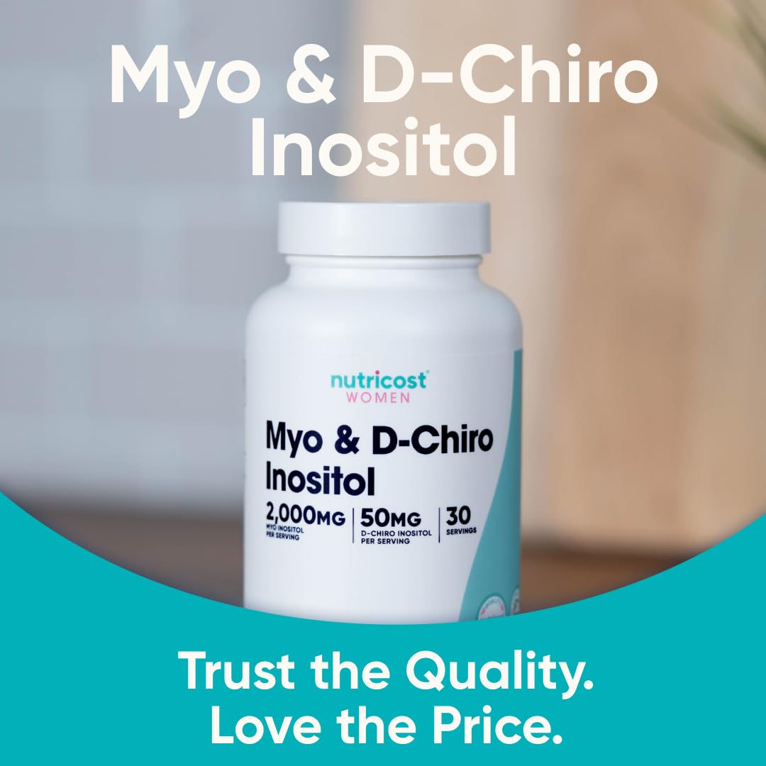 Nutricost Myo Inositol & D-Chiro Inositol for Women, 120 Capsules, GMO-Free | 2000mg Myo & 50mg D-Chiro Per Serving, 30 Servings, Vegetarian Friendly, Gluten Free