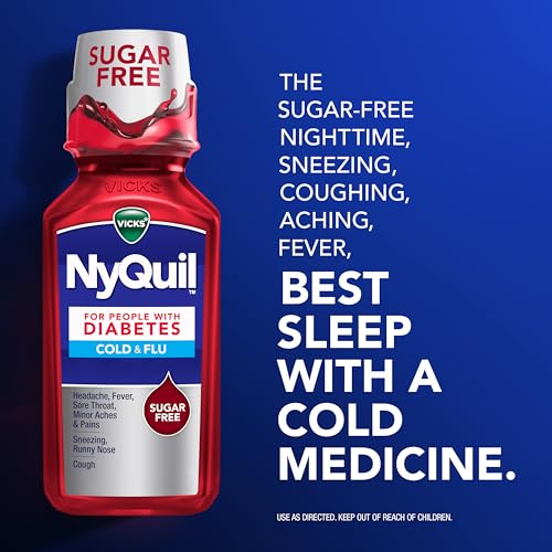 Buy now VICKS DayQuil & NyQuil Diabetes Cold & Flu Relief Medicine Co-Pack, Powerful Multi-Symptom Daytime & Nighttime Relief for Cold, Cough, and Flu Symptoms, Sugar & Alcohol Free, 2 x 12 FL OZ Bottles at indiglob india