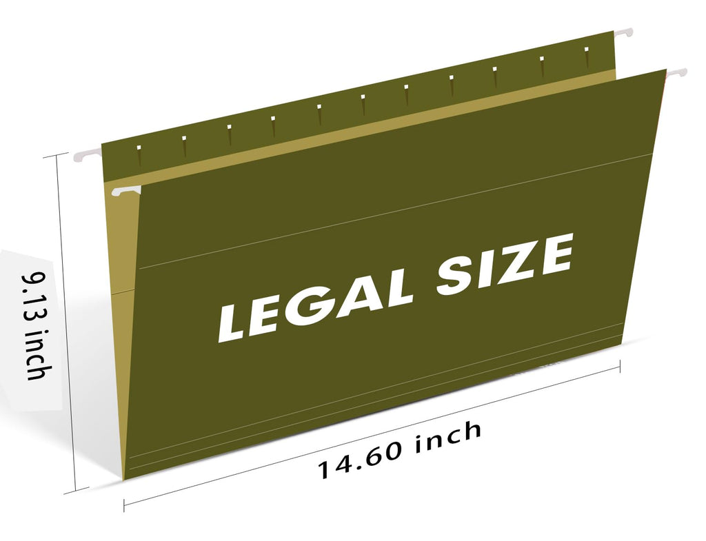 Hanging File Folders, RAZCC 60 Pack Reinforced Hanging Folders Legal Size, Designed for Bulky Files, Filing Cabinet, Adjustable Tabs, Green