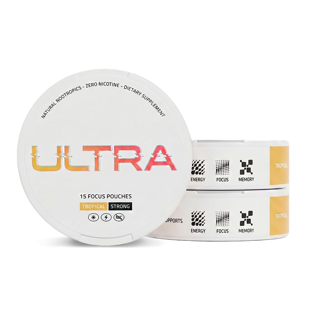 Ultra Focus Pouches (Variety Pack, 3 Cans) Nicotine and Caffeine Free | Nootropic, Enfinity Paraxanthine, Vitamin B6 + B12, L-Theanine, Alpha-GPC, Ginseng, Plant-Based Energy Pouches