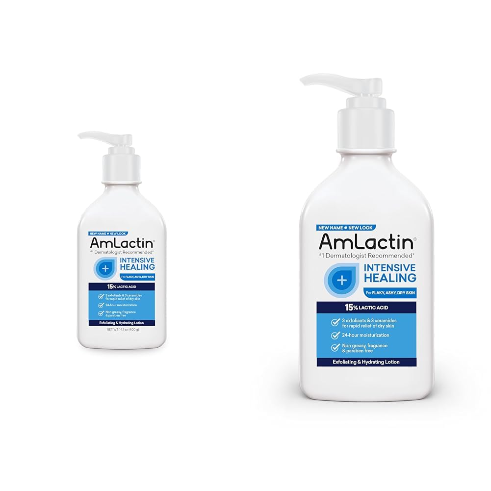 Buy now AmLactin Intensive Healing Body Lotion for Dry Skin, 14.1 oz Pump Bottle, 2-in-1 Exfoliator & Moisturizer with Ceramides & 15% Lactic Acid for Relief from Dry Skin (Packaging May Vary) 14.1 Fl Oz (Pack of 1) Lotion + Restoring Lotion 7.9 oz at indiglob india