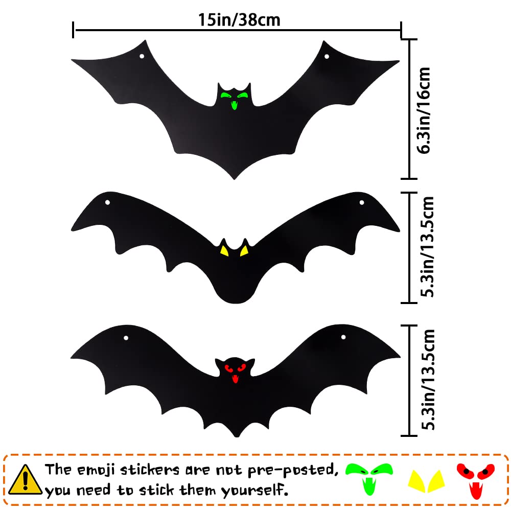 YUJUN Halloween Hanging Bats for 12PCS 3D Halloween Yard Outdoor Decoration
