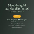 New Chapter Wholemega Wild Alaskan Salmon Oil, 180 Softgels | 2000 mg per Serving, Clinically Proven Omega-3 for Heart, Brain, and Joint Health, with Vitamin D3 and Astaxanthin