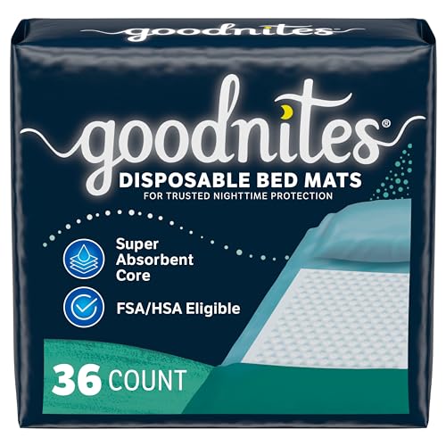 Buy now Goodnites Disposable Bed Pads/Bed Mats for Bedwetting, 2.4 x 2.8 ft, 36 Ct (4 Packs of 9) at indiglob india