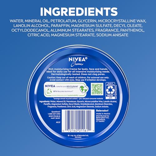 Buy now NIVEA Creme Body, Face and Hand Moisturizing Cream for All Skin Types, Rich Body Moisturizer with Provitamin B5, 13.5 Oz Tin at indiglob india