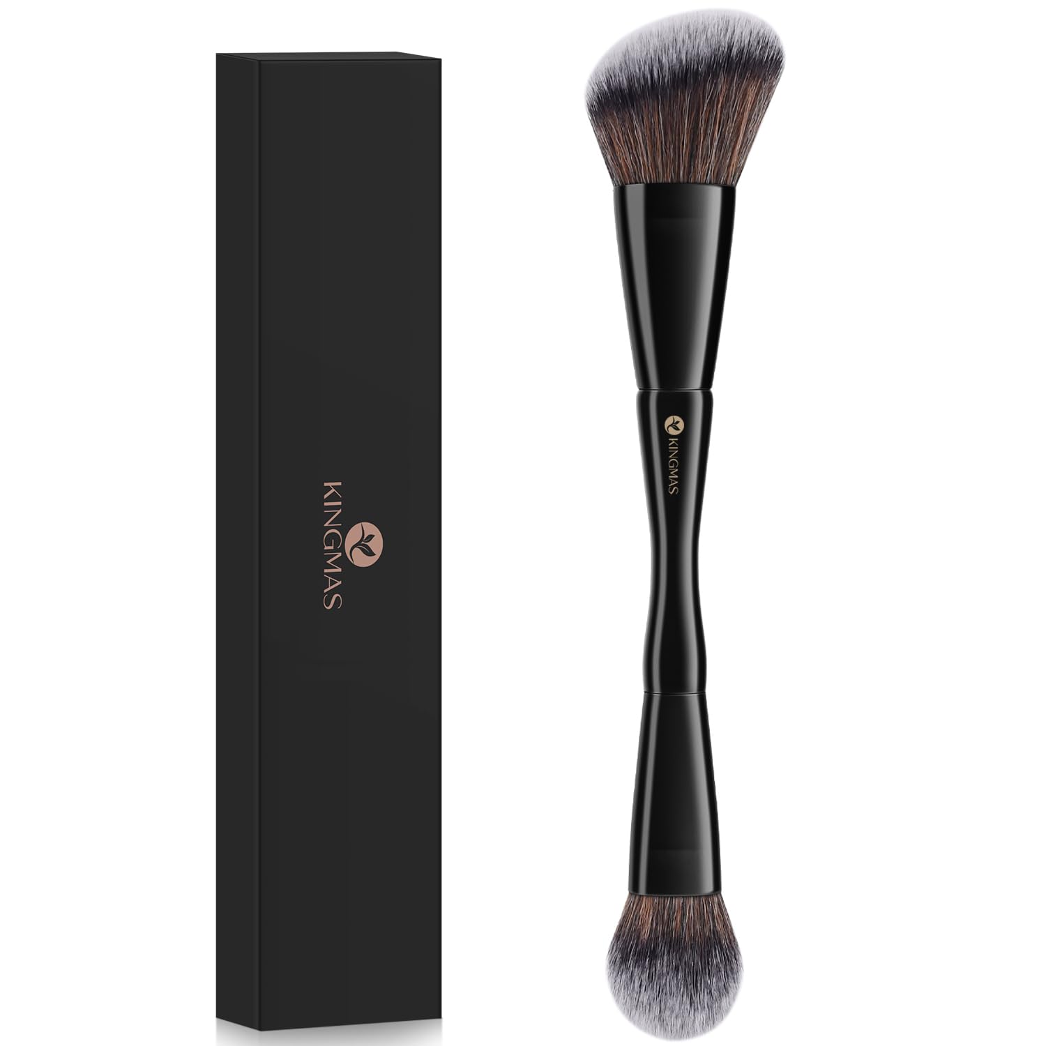 Buy now KINGMAS Foundation Makeup Brush, Double-ended Angled/Round Top Contour Brush for Beauty Blending Liquid Powder, Concealer Cream Cosmetics Blush Makeup Brush (Brown) Black at indiglob india