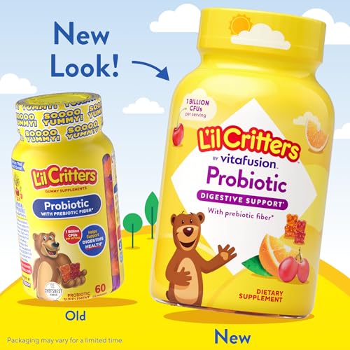 Buy now Lâ€™il Critters Probiotic Daily Gummy Supplement for Kids, for Digestive Health Support, Grape, Cherry and Orange Flavors, 60 Gummies at indiglob india