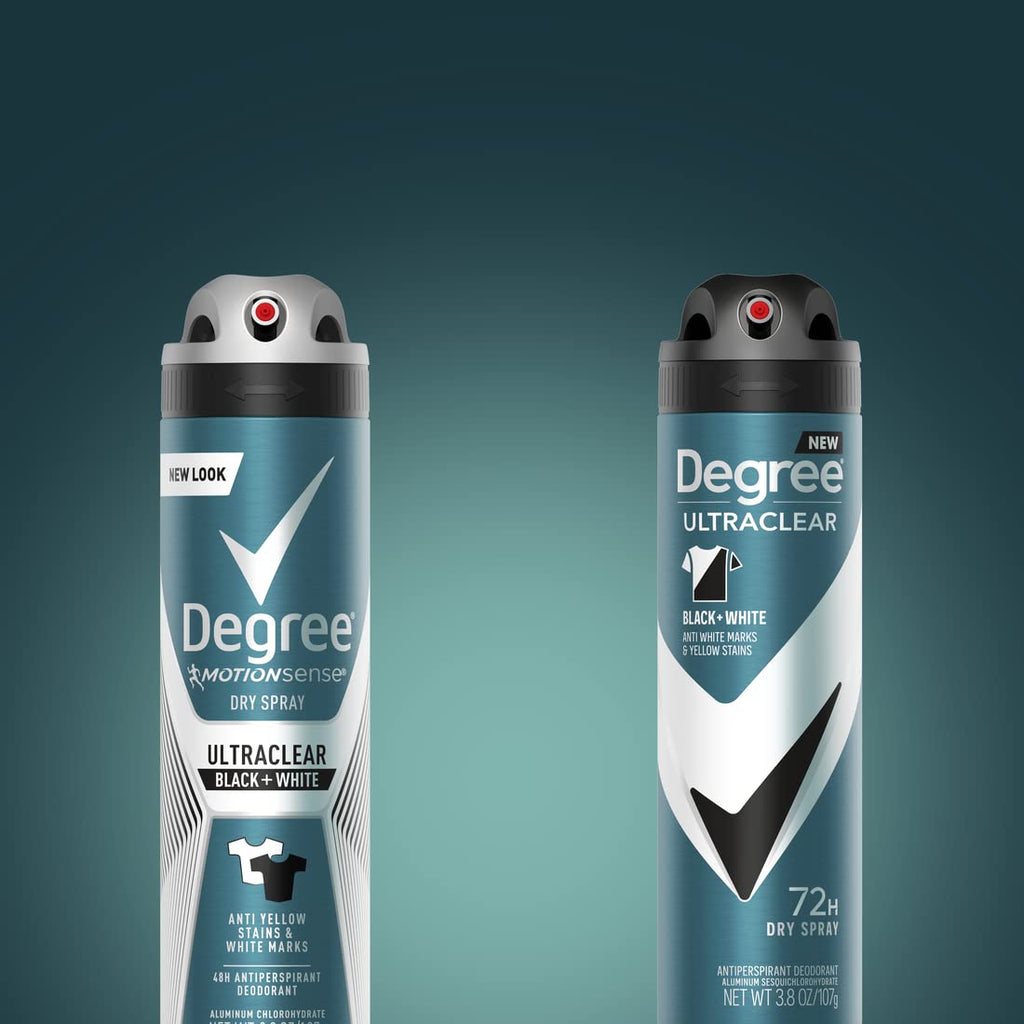 Degree Men Antiperspirant Deodorant Dry Spray Black + White 3 Pack 3.8 oz | Protects from Deodorant Stains Antiperspirant for Men with MotionSense Technology