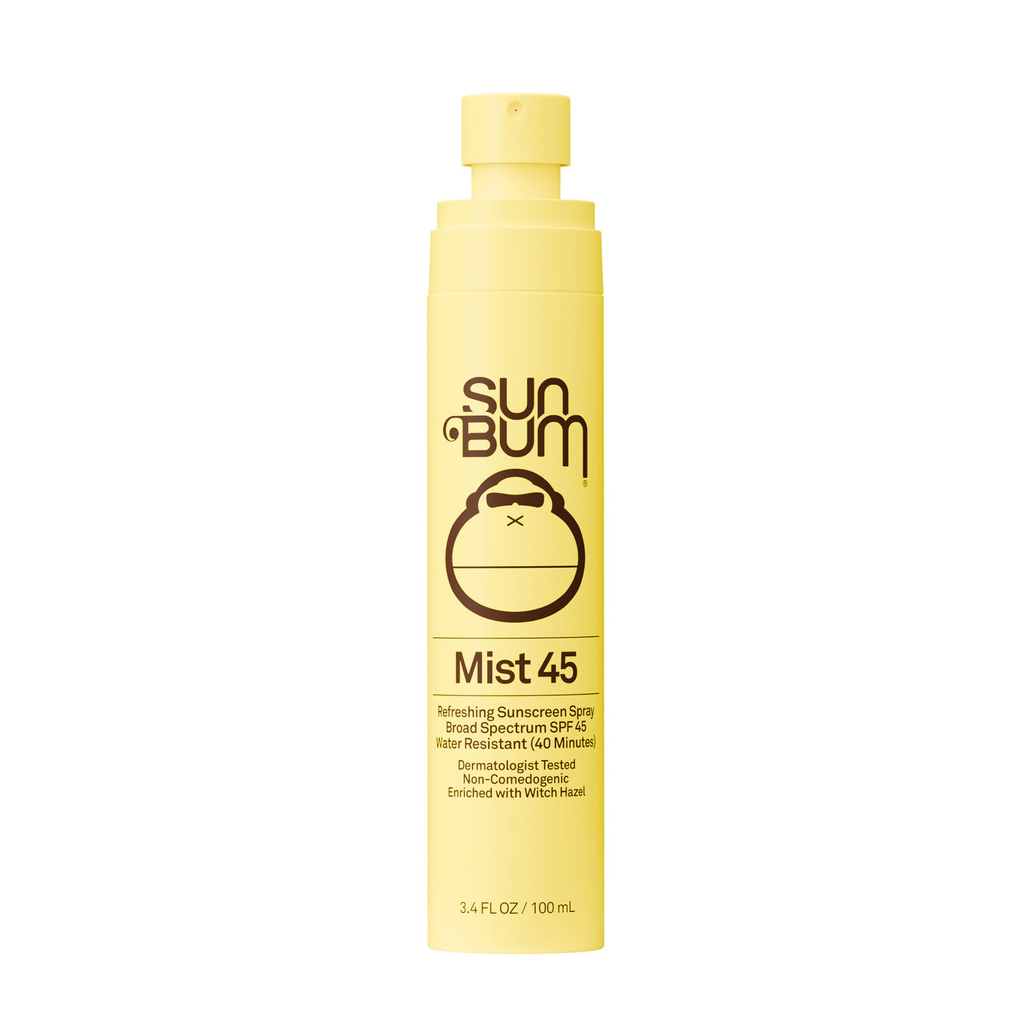 Sun Bum Original SPF 45 Broad Spectrum Sunscreen Mist - Travel Size, 3.4 oz | Moisturizing Facial Sunscreen Spray with Vitamin E, Hawaii 104 Act Compliant (Made without Octinoxate & Oxybenzone)