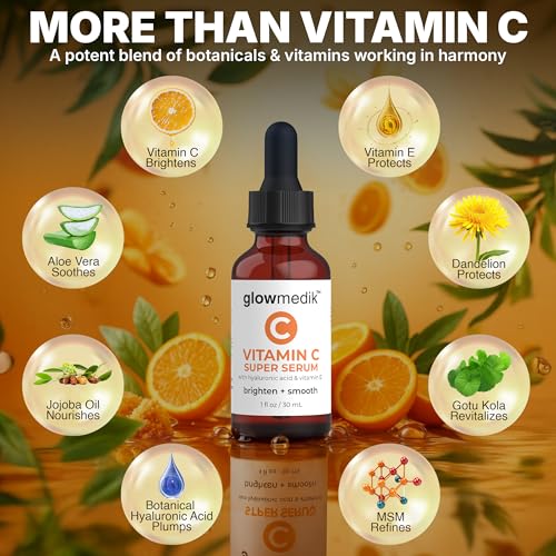 Buy now GlowMedik Vitamin C Serum for Face â€“ Brighten + Smooth Vit C Serum with Hyaluronic Acid, Vitamin E & MSM, Hydrates & Firms Dull or Uneven Skin for a Radiant, Youthful-Looking Glow, 60ml at indiglob india