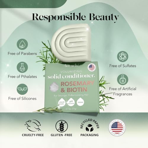 Buy now Kitsch Rosemary & Biotin Volumizing Hair Conditioner Bar for Hair Growth & Thickening â€“ Hydrating & Cleansing Hair Conditioner for Women & Men - Paraben, Silicone & Sulfate Free - Made in USA - 2.7 oz at indiglob india